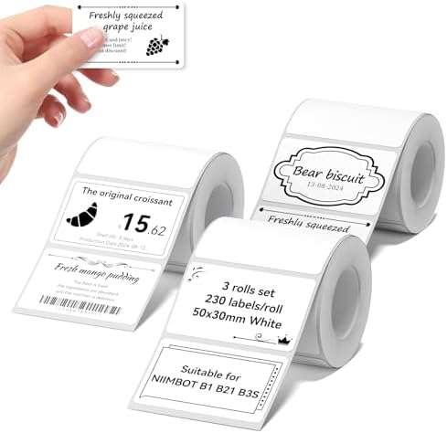 NIIMBOT 3 Rolls Label Set for B1/B21/B3S Adhesive Printer Labels,...