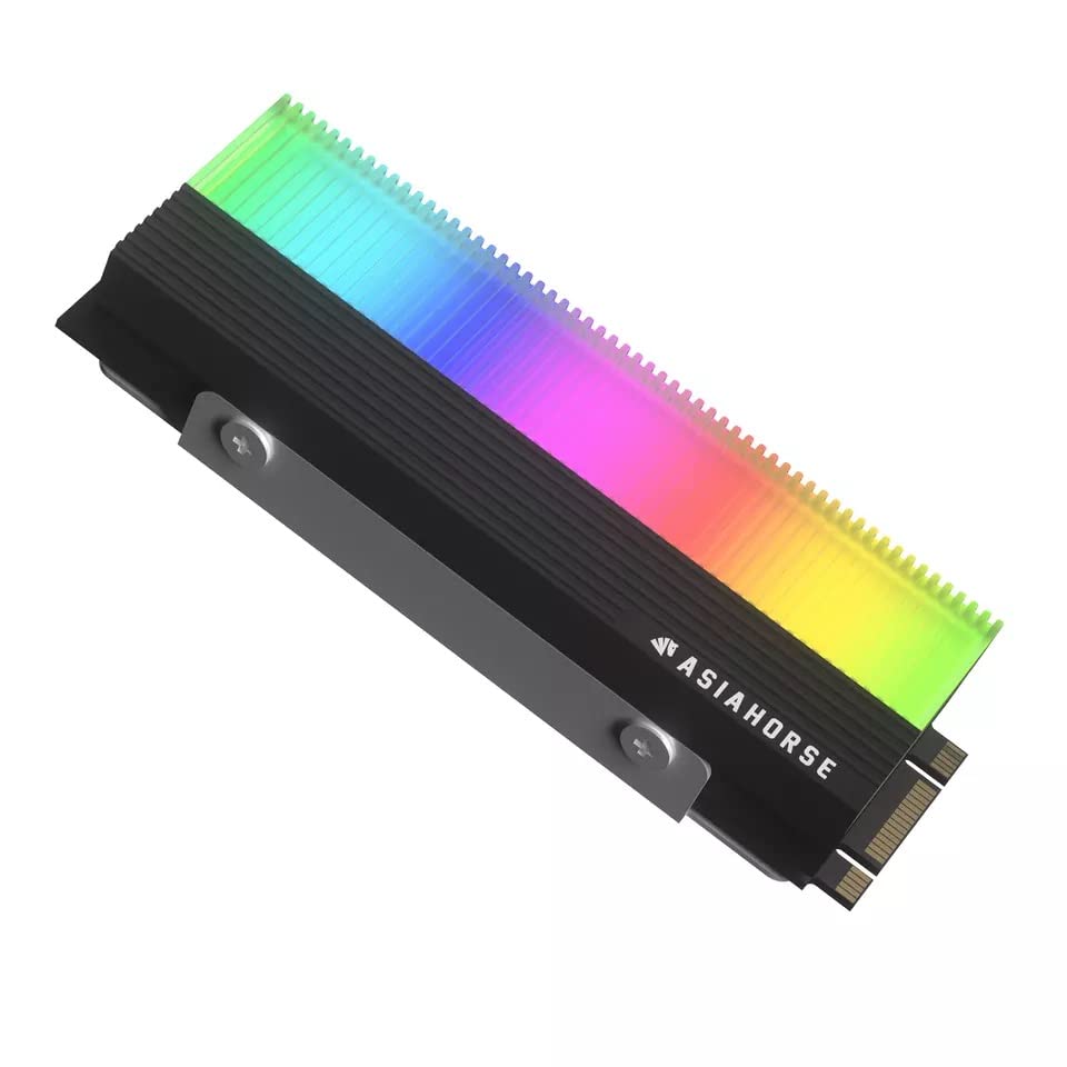 See full amazon price history chart for AsiaHorse® ProGen ARGB NvMe SSD Cooler M.2 SSD Heatsink Heat Dissipation Radiator Aluminium Alloy with 3X Thermal Cooling Pads with LED RGB Lights Nvme Heatsink (Black) AsiaHorse® ProGen ARGB NvMe SSD Cooler M.2 SSD Heatsink Heat Dissipation Radiator Aluminium Alloy with 3X Thermal Cooling Pads with LED RGB Lights Nvme Heatsink (Black) (B09B69MGP2) Amazon Price History, Amazon Price Tracker