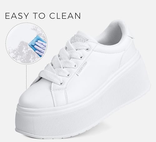 LUCKY STEP Women's Platform Fashion Sneakers Classic Wedge Canvas Casual Low Top Retro Walking Shoes2