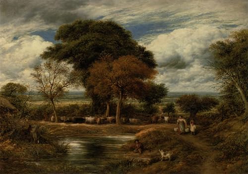 Toile moderne Temps de traite John Linnell avec texture peinture haut de gamme