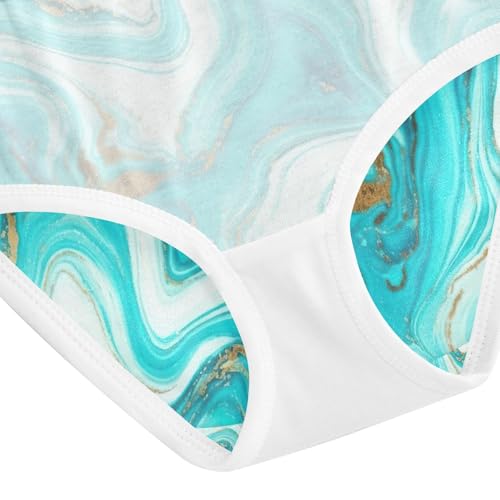 Toddler Girl Panties, Marble Aqua Blue Girls Cotton Underwear, 2–8 Years4