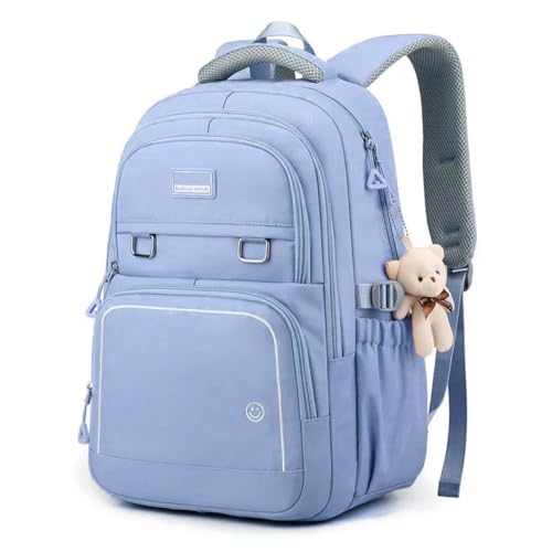 Mochila Bolsa de Costas Fofa Estilosa Elegante Academia Impermeável Escolar Viagem Trabalho Treino Fashion Mochilas Para Notebook Moderna Leve Passeio Feminina Masculina Unissex (Azul)