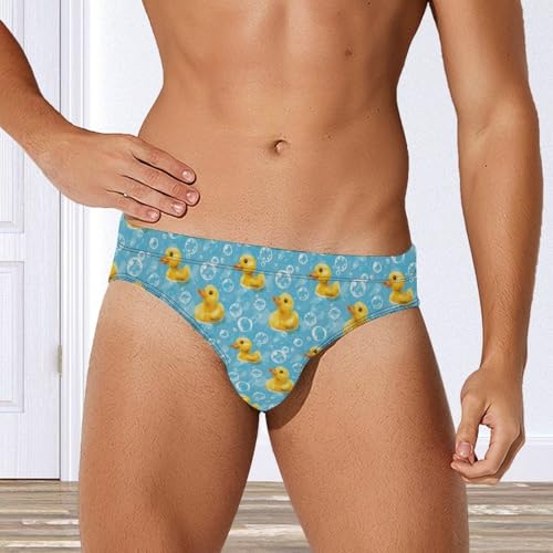 Yellow Rubber Duck and Bubbles Novelty Men's Swimming Brief Swimwear Pants Trunks Beach Shorts Underwear4