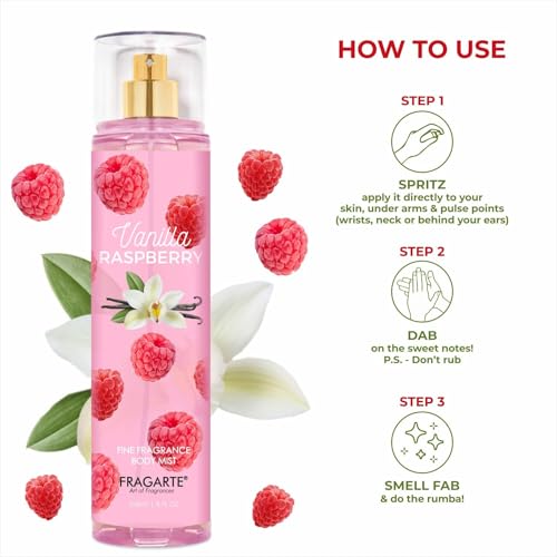 Image of Body Mist Vanilla Raspberry | Long Lasting Sweet Fruity Gourmand Fragrance for Women & Girls | Daily Wear Perfumed Body Spray | Soft & Refreshing Scent Mist - 236 ml