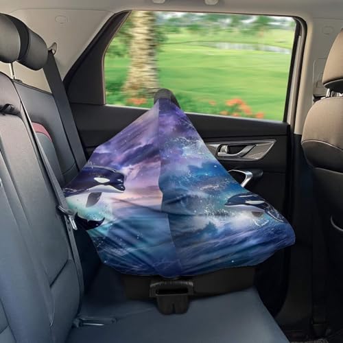 Image of Youngerbaby Killer Whale Galaxy Nursing Cover Breastfeeding Super Soft Multi Use for Baby Car Seat Covers Canopy Shopping Cart Cover Scarf Light Blanket Stroller Cover Baby Girl Necessities