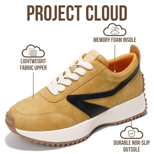 Image of Project Cloud Womens Sneakers - Memory Foam Insole and Lightweight Spring Shoes - Non-Slip Lace Up Trendy Shoes - Fashion Sneakers for Women 2026
