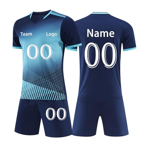Maillot de Foot Enfant Personnalisé avec Nom Numéro Logo Ensemble Short Tee Shirt Homme Garçon Maillot Personnalisable Tenues de Sport Survetement Foot Enfant...