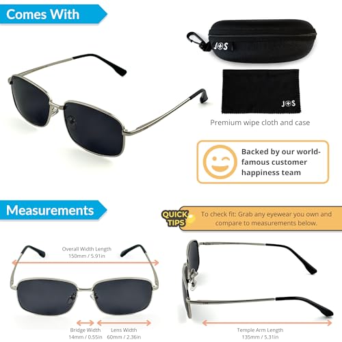 J+S Kaha Business Time Large Rectangle Polarized Sunglasses for Men | Metal Spring Hinge | Polarized 100% UV 400 | Large Fit4