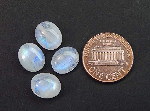 Myhealingworld 9X11Mm Calibrated Blue Fire Rainbow Moonstone Aaa Quality Oval Shape Cabochon Loose Gemstone 4 Pcs Box. #TOP4