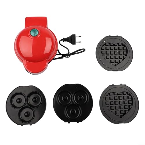 HOHOVYVY Gofrera 4 en 1 con placas antiadherentes, para gofres, tortitas, donas y queso a la parrilla, compacto para cocina, viajes o habitaciones de estudiantes, negro (1)