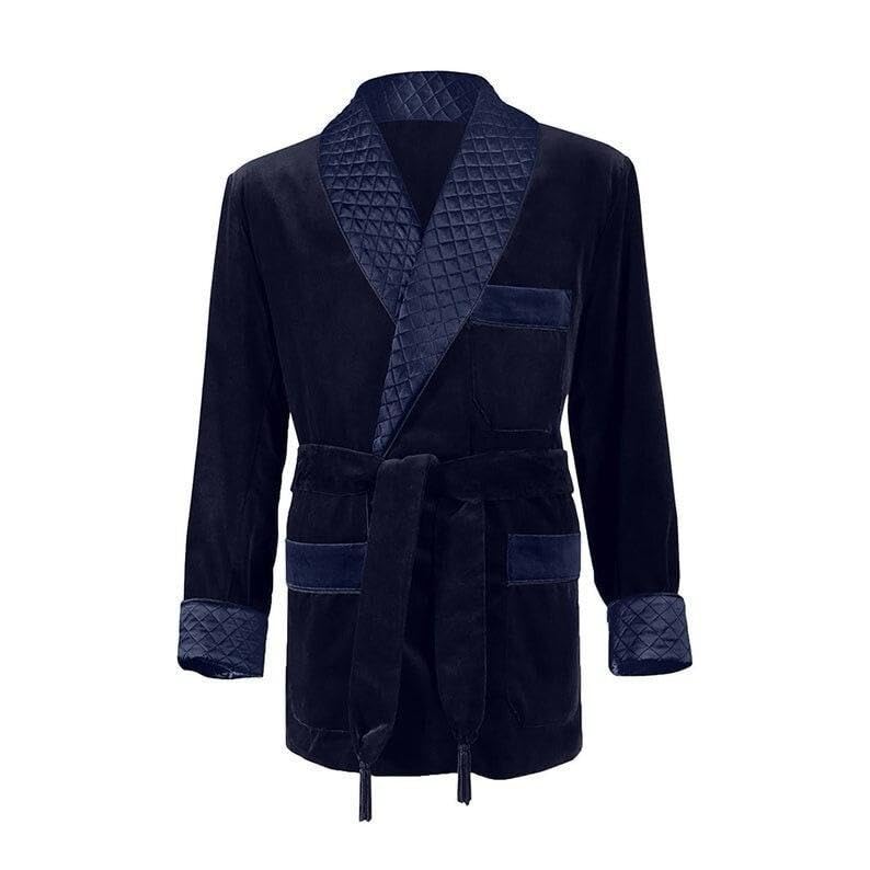 Men Blue Smocking Jacket New Quilted Design Robes Blue Bath Robes Style Jacket Best Gift for Men.