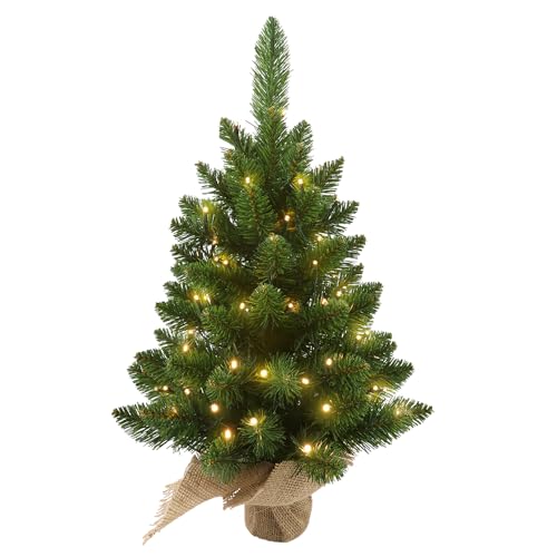 Vorbeleuchteter künstlicher Weihnachtsbaum, 60 cm, 50 warme...