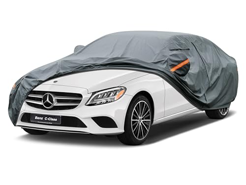 Image of GUNHYI Premium Car Cover Custom Fit Mercedes Benz C Class C250 C300 C350 C400 C450 C63 AMG, 16 Layers Heavy Duty Car Cover Waterproof All Weather with Zipper Door for Sun Rain Snow Dust Uv Protection