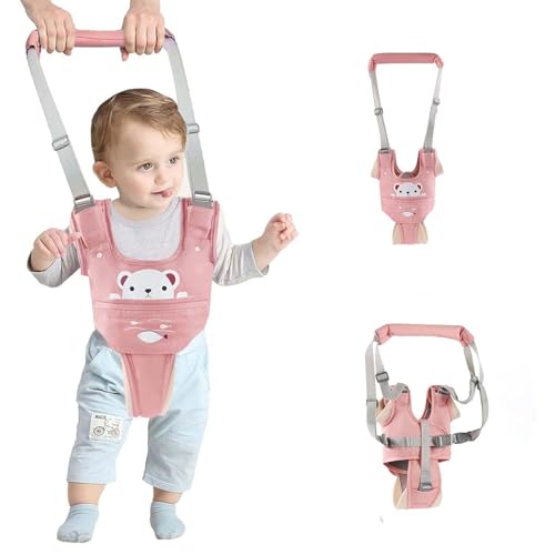 KIYUMI Baby Walking Harness Adjustable Handheld Kids Walker Helper Assistant Belt for Learning Walk Trainer Tool Walking Wing,Pink