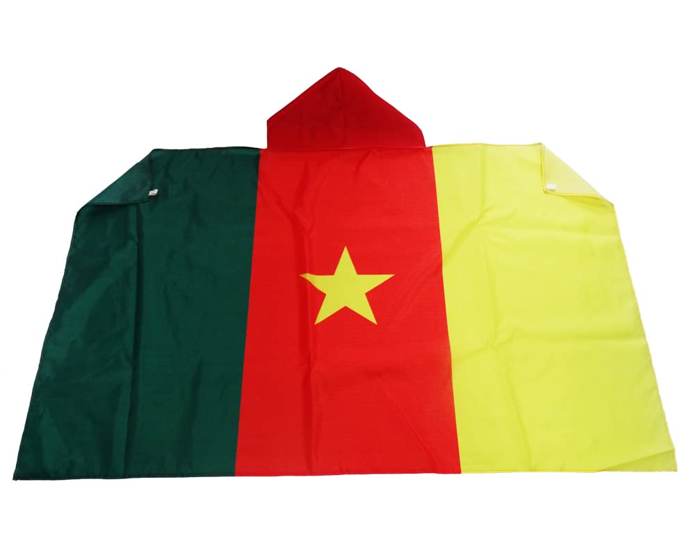 AZ FLAG Bandiera Camerun, 150 x 90 cm, mantello bandiera Camerun, 100% poliestere, con maniche integrate, body flag 80 g