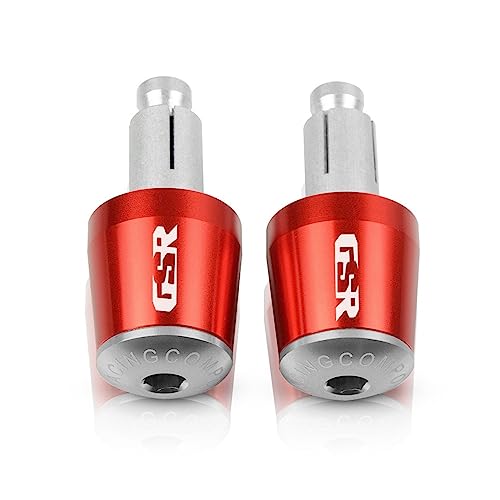 Motorrad Motorrad Zubehör Für GSR CNC 22MM Lenker Griffe Griff Bar Kappe End Stecker Für Suzuki GSR 600 400 750 GSR750 GSR600 GSR400 Griffende(Red-silver)