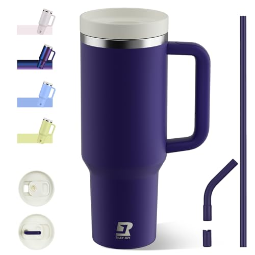 Riley Joy Termo con pajita y asa de 12L,12 horas de bebidas calientes/24 horas de bebidas heladas,aislamiento al vacío,con tapa,vaso para beber de acero inoxidable de doble pared a prueba de fugas