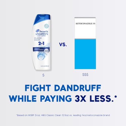 Image of Head & Shoulders Anti-Dandruff Shampoo and Conditioner with 1% Pyrithione Zinc, Classic Clean 2-in-1 Twin Pack, Fresh Scent, Flake Control, Scalp Care, Color-Safe, 32.1 fl oz Each