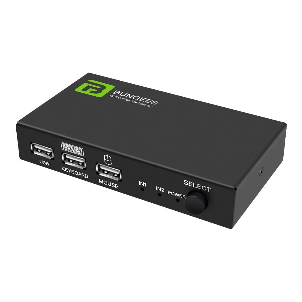 BUNGEES HDMI KVM Switch 2 Port | 4K@60Hz HDMI KVM Switcher with USB Keyboard & Mouse Sharing | Hotkey & Auto Switching | Model BN-HKS102-image-3