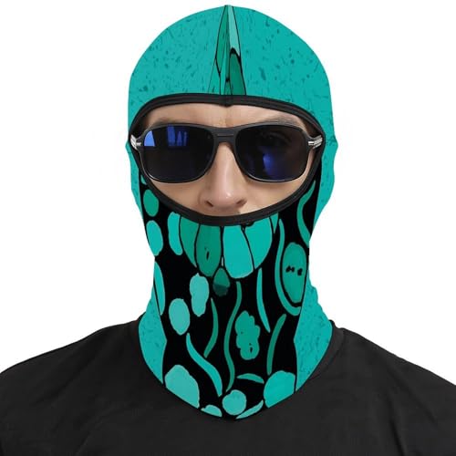 Pasamontaña para hombre y mujer estampado turquesa y negro, máscara completa para motocicleta, gorro calentador de cuello miniatura 3