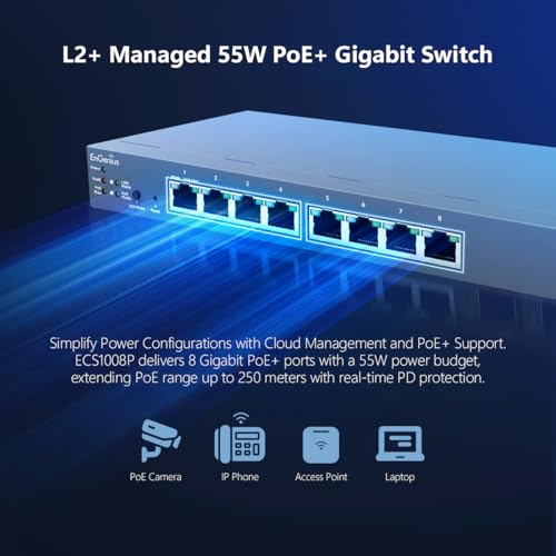 Image of EnGenius Cloud (ECS1008P)| 8-Port Gigabit PoE Switch