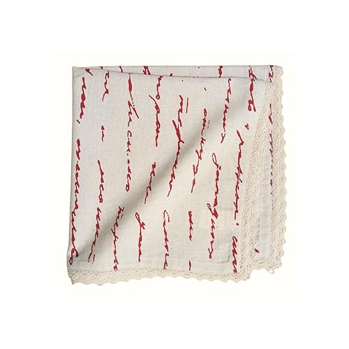 Image of FINGERCRAFT Cloth Napkins Cotton Linen Blend Fabric with Classic Lace 20x20 Inch Dinner Napkin Durable and Good Absorbency for Home, Hotels, Parties (Farm House, Set of 12)