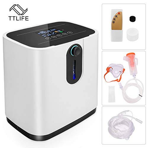 TTLIFE El concentrador de oxígeno más nuevo, mejor máquina portátil de oxígeno ajustable de 1-7L / min para uso doméstico y de viaje