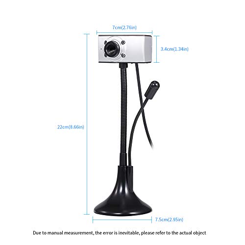 Andoer Câmera web com webcam USB 480P sem drive e com lâmpada de suplemento de luz de microfone para