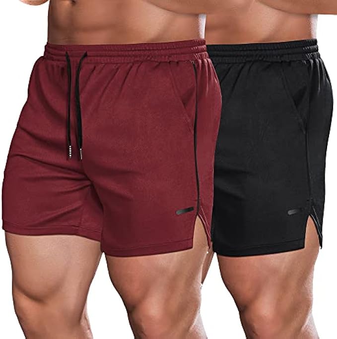 COOFANDY Men's 2 Pack Gym Workout Shorts Mesh Lightweight Bodybuilding Pants Training Running Sports Jogger with Pockets