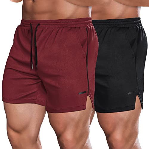 COOFANDY Men’s 2 Pack Gym Workout Shorts Quick Dry Athletic Shorts 5 Inch Lightweight Sports Running Shorts with Pockets