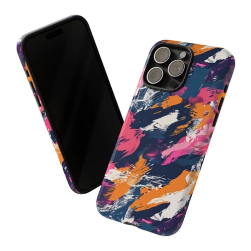 Coque rigide iPhone 15 Pro Max orange anti-rayures au motif abstrait