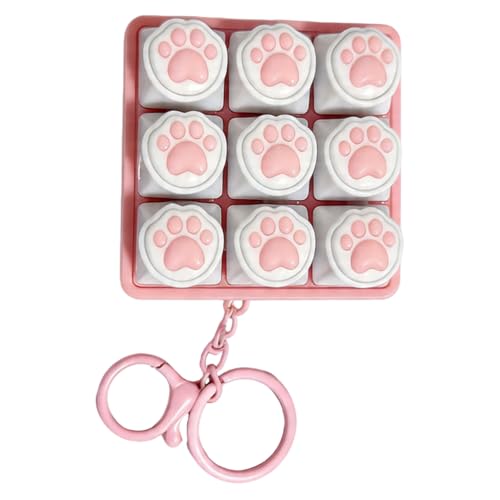 Cute Cat Paw Fidget Keyboard Clicker Portable Finger Press Button Toy with Clicky Sound Mini Keychain Leisure Toy for Office Home Daily Relaxation Gift