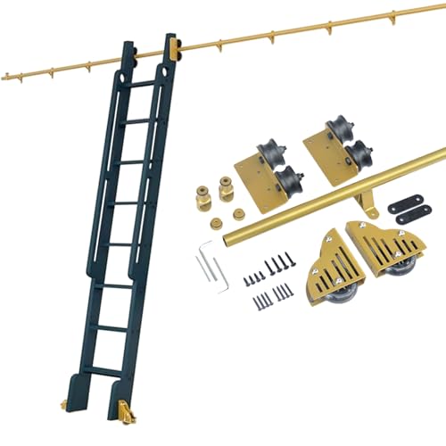 Kit quincaillerie pour échelle de bibliothèque : rails métalliques coulissants de salon