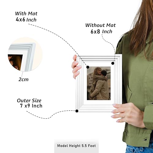 Image of Art Street Luxury Photo Frame for living room, Modern Step Design Photo Frames for Photograph, Art Work, Kids Room Set of 6 (6x8 Inch, White)