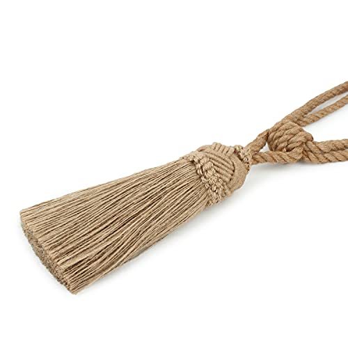 MALANOV 2 Pack Curtain Tassel Tiebacks, Strong Heavy Handmade Natural Jute Rope Drapery TieBacks, Decorative Holdbacks Holders for Window Sheer and Blackout Panels - Image 2