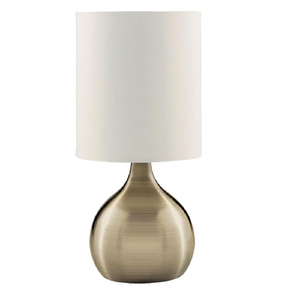 Antique Brass Metal Vintage Touch Control Table Desk Lamp with White Drum Shade | 29cm Height | 1 x SES E14 Lamp Bulb Required | UK Approved | 3 Stage Dimmer | Modern Influence