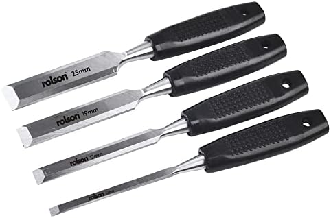 Set 4 Scalpelli Per Legno Professionali In Acciaio Cromo-Vanadio 1/4'' 1/2'' 3/4'' 1'' - Manico Plastica Con Testa Battente - 2