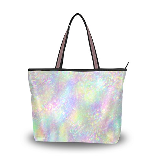 Tote Top Handle Shoulder Bag Iridescent Holographic Handbag - 17.7X13X5.1In - By Top Carpenter #TOP11