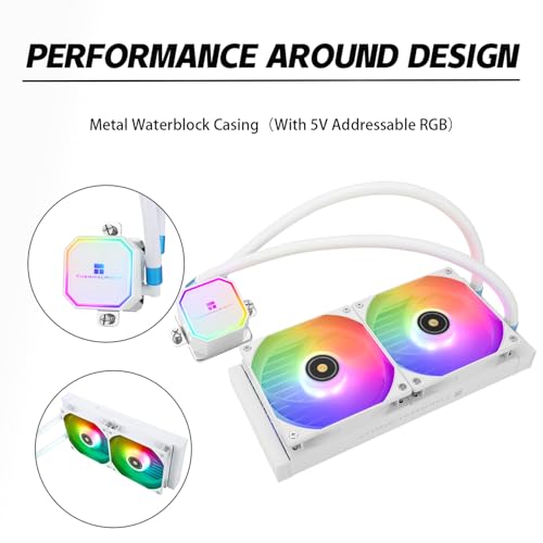 Image of Thermalrlght Frozen Prism 240 White ARGB AIO Water Cooler,Liquid CPU Cooler, 2x120mm PWM Fans Water Cooling System,1850RPM High Speed,Compatible with AMD /AM4 /AM5 & Intel LGA115X /1200 /1851 /1700