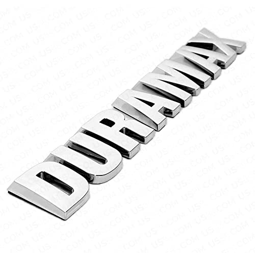 Image of 2Pc Silverado Duramax Hood Letter Logo Emblem Badge Adhesive Nameplate Replacement for 1500 2500 3500 (Chrome)