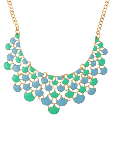 Image of Yellow Chimes Choker Necklace for Women Retro Bohemia Leaves Blue Green Choker Necklace for Women and Girls
