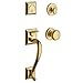 Baldwin 85320.DBLC Madison Double Cylinder Handleset with Classic Interior Knob, Non-Lacquered Brass