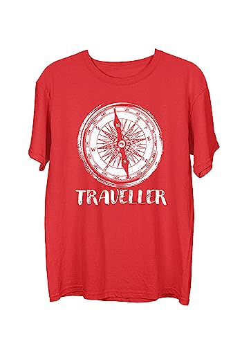 Image of Wear Your Opinion Men's S to 5XL Premium Combed Cotton Printed Half Sleeve T-Shirt (Design : Travel Compass)