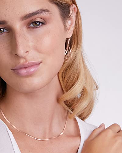 Milla Teardrop Earrings - Designer Silver Statement Earrings Or Gold Dangle Earrings For Women Trendy Upscale Dangly Earrings (Double Teardrop/Rose Gold Plated) #TOP3