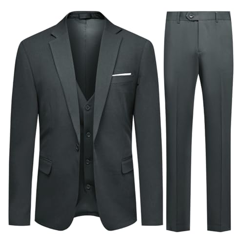 Allthemen Herren Anzug 3 Teilig Hochzeitsanzug Modern für Männer Herrenanzug Slim Fit Sportlich Business Dunkelgrau XL Allthemen Herren Anzug 3 Teilig Hochzeitsanzug Modern für Männer Herrenanzug Slim Fit Sportlich Business Dunkelgrau XL