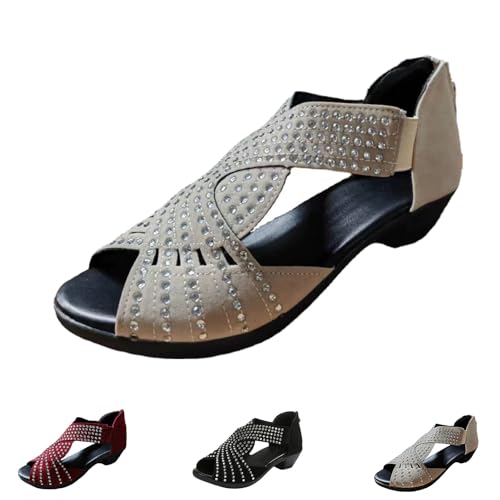 Glowstep Orthopedic Sandals for Women, Low Heel Cut-Out, Comfortable Sports Slippers - Arch Support, Non-Slip Shoes