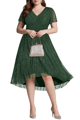 Women Plus Size Cocktail Dress - Wedding Guest Semi Formal Holiday Party Fall High Low Dresses