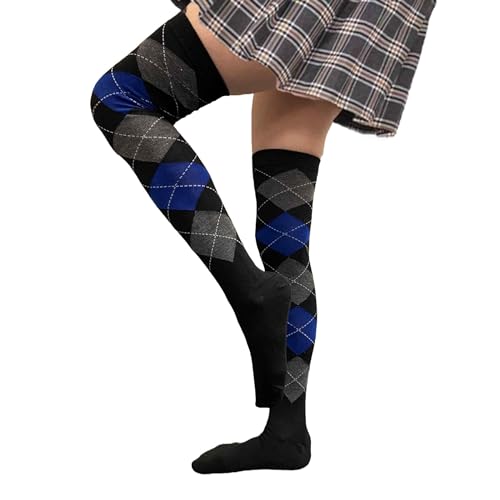 Image of COUVER Women's Thigh High /Over Knee Fashion Argyle Socks, Medium, 1 Pair