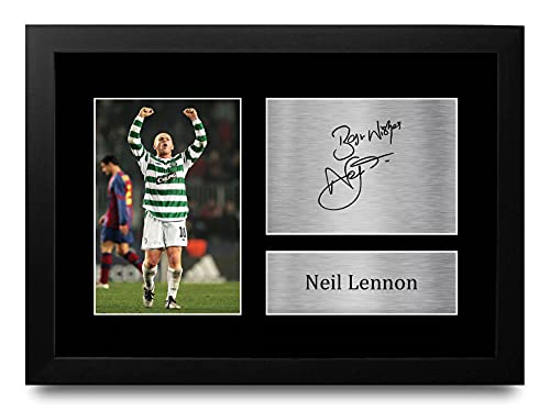 Neil Lennon Celtic photo dédicacée encadrée A4 pour supporter