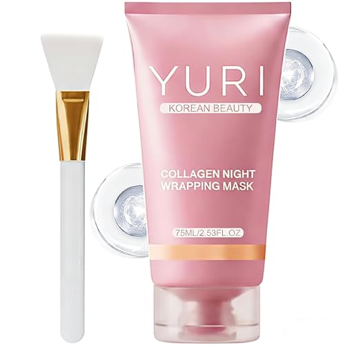 Yuri Korean Glass Skin Collagen Mask Collagen Night Wrapping Mask Korean Skin Care Collagen Overnight Glass Skin Peel off Face Mask Reduce Fine Lines & Dullness (1pcs)